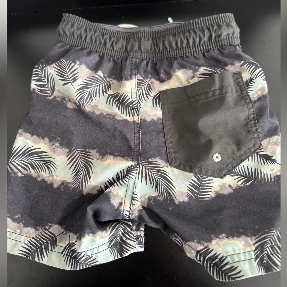 Tropical Print swim Shorts - Black and Green